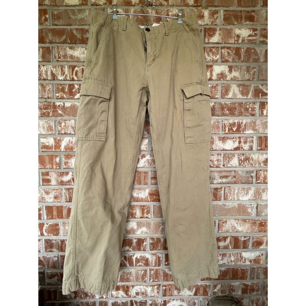 Eddie Bauer Legendary Fit Men Cargo Khaki Plaid Flannel Lined Work Pants 35x34